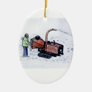 Timberwolf-houtchipper Keramisch Ornament