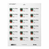 Timbre Autocollant Étiquette Chat Noir de Noël (Feuille entière)