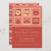 Timbre de Noël rose Collage Invitations (Devant / Derrière)