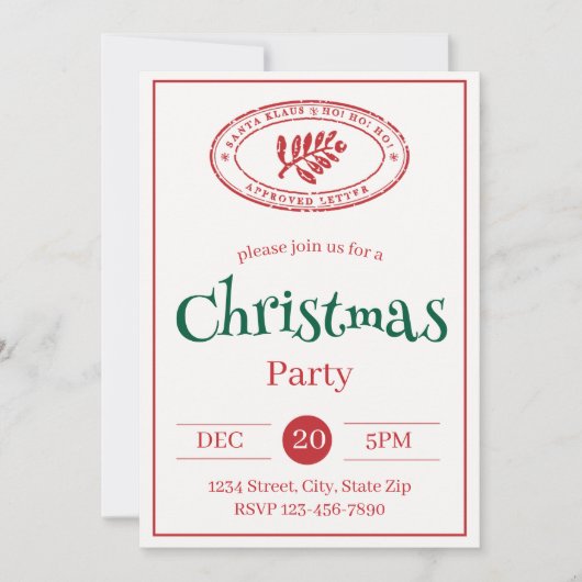 Timbre de Père Noël rustique Invitation de vacance (Devant)