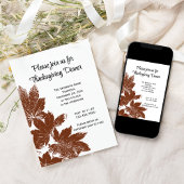 Timbre feuille Brown Thanksgiving Dîner Invitation