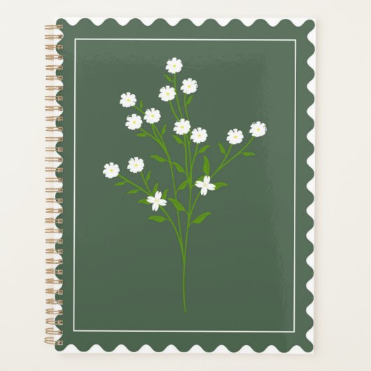 Timbre floral vert blanc pour l'organisation de ré (Devant)