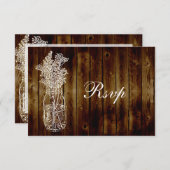 Timbre Mason Jar RSVP sur plaque en bois foncé (Devant / Derrière)