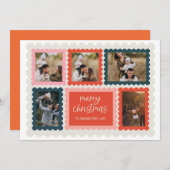 Timbre Postage vintage Photo Collage Carte de Noël (Devant / Derrière)