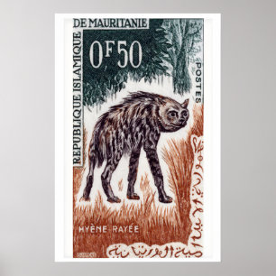 Timbre-poste Hyène Impression Vintage Mauritanie M