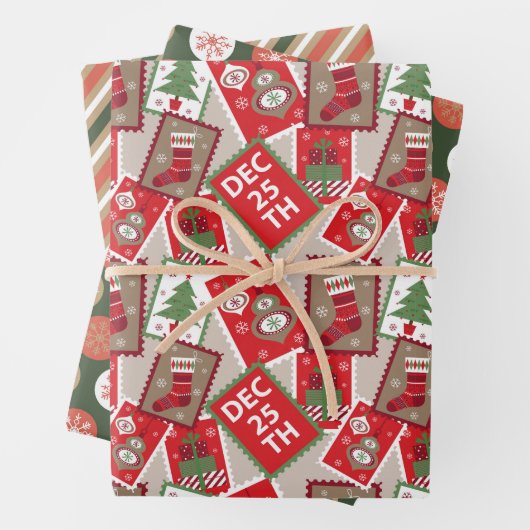 Timbres de Noël Ornements Enveloppement Papier ens (En situation)