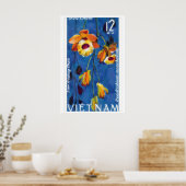 Timbres Fleurs Orange Impression Vintage (Cuisine)