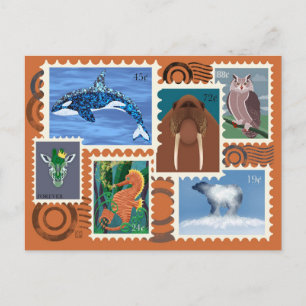 Timbres postaux d'animaux Cartes postales