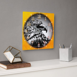 Time and illustrated art on your wall. vierkante klok