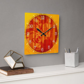 Time and illustrated art on your wall. vierkante klok