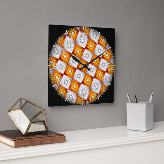 Time and illustrated art on your wall. vierkante klok