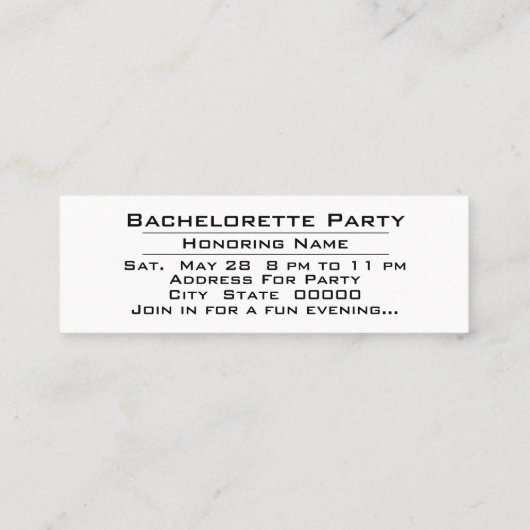 Time Bachelorette Bachelor Party Mini Visitekaartje (Achterkant)