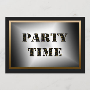 Time Black Gold Fleur de Lis Party Kaart