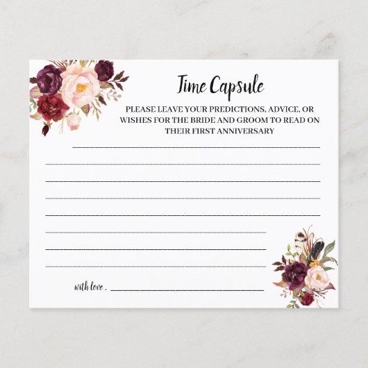 Time Capsule Advice Marsala Vrijgezellenfeest Kaar Flyer