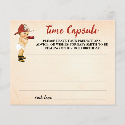 Time Capsule Advice voor Baby brandweerschoeisel Flyer (Voorkant)