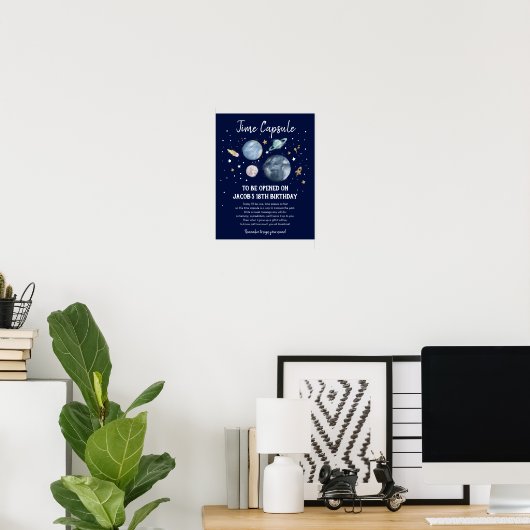 Time Capsule Buitspace Planets Boy Dag Poster (Thuiskantoor)