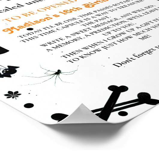 Time Capsule Halloween spook baby shower spel P Poster (Hoek)