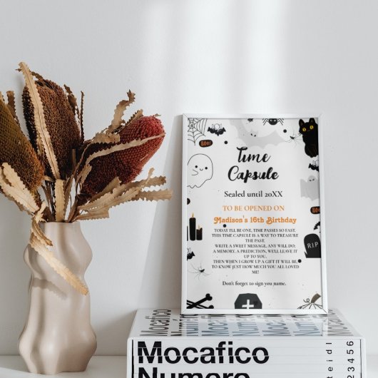 Time Capsule Halloween spook baby shower spel P Poster
