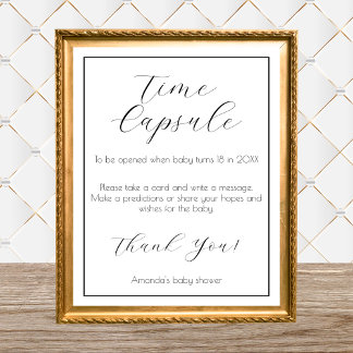 Time Capsule Minimalistisch Baby shower spel Poster