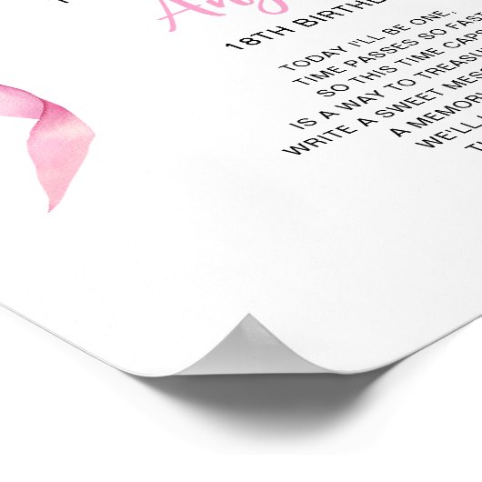 Time Capsule Roze Bow Meisjes 1e verjaardag Poster (Hoek)