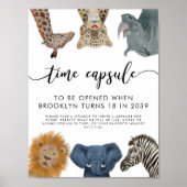 Time Capsule Sign | Boy Safari Birthday Party Poster (Voorkant)
