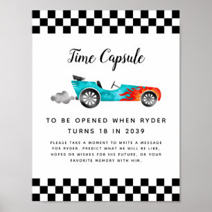 Time Capsule Sign   Jongen Race Car Birthday Party Poster