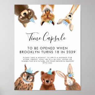 Time Capsule Sign Jongen Woodland Birthday Party Poster