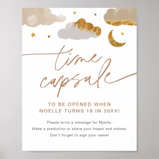Time Capsule Twinkle Little Star Baby shower Sign Poster (Voorkant)