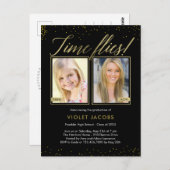 Time Flies Afstuderen kondiging Briefkaart (Voorkant / Achterkant)