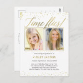 Time Flies Afstuderen kondiging Briefkaart (Voorkant / Achterkant)