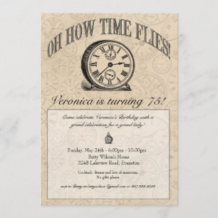 Time Flies Clock Invitation - Kaart