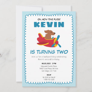 Time Flies Hond Vliegtuig Kids Verjaardagsfeest Kaart