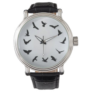 Time Flies Minimal Novelty Bird Watch Horloge