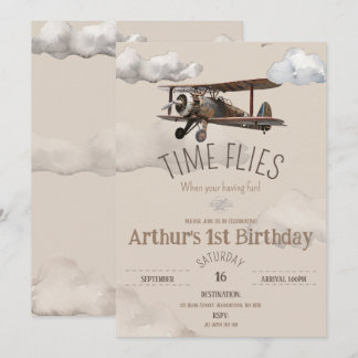 Time Flies Vliegtuig Verjaardag Uitnodiging