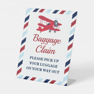 Time Flies Vliegtuig Verjaardagsbagage Claim Sign Reclamebord Met Voetstuk