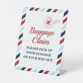 Time Flies Vliegtuig Verjaardagsbagage Claim Sign Reclamebord Met Voetstuk (Voorkant)