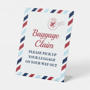 Time Flies Vliegtuig Verjaardagsbagage Claim Sign Reclamebord Met Voetstuk