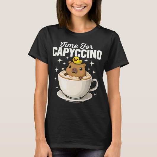 Time For Capyccino Funny Capybara T-shirt (Voorkant)
