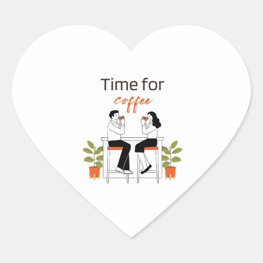 Time for Coffee Cute Couple Sticker for Laptop & B (Devant)