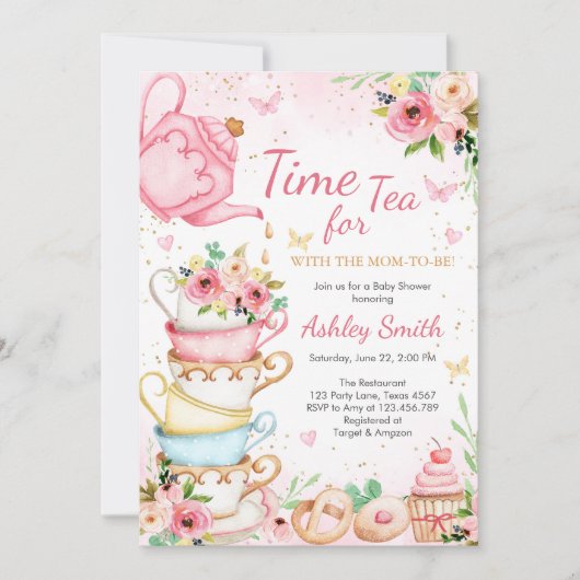 Time for Tea Birthday Party Invitation (Devant)