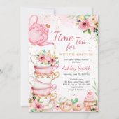 Time for Tea Birthday Party Invitation Kaart (Voorkant)