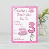 Time for Three Par-tea 3rd Birthday Invitation (Debout devant)