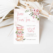 Time FOUR Tea 4th Birthday Invitation