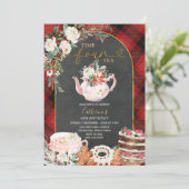 Time Four Tea Party Kerstbloem 4e verjaardag Kaart (Staand voorkant)