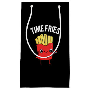 Time Fries Funny French Fries Pun Dark BG Klein Cadeauzakje