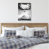 Time Hourglass handen Potlood Tekening Surreal art Canvas Afdruk (Insitu (Slaapkamer))