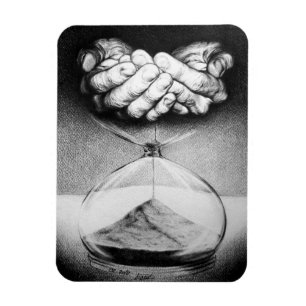 Time Hourglass handen Potlood Tekening Surreal art Magneet