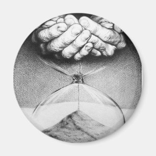 Time Hourglass handen Potlood Tekening Surreal art Magneet