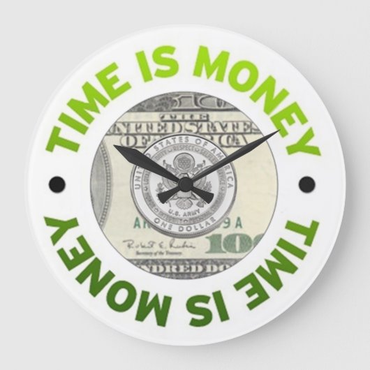 Time is Money Wall Clock Grote Klok (Voorkant)