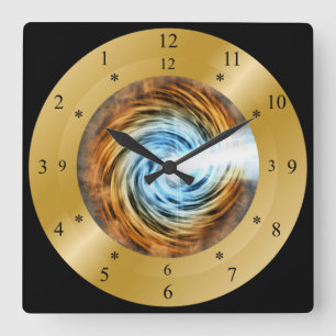Time Machine Clock ~ Blazar Galaxy ~ Vortex ~ Vierkante Klok